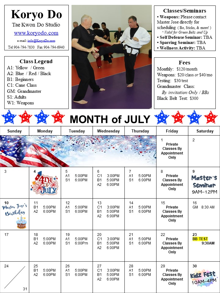 KD School Schedule & Events [July 2022]